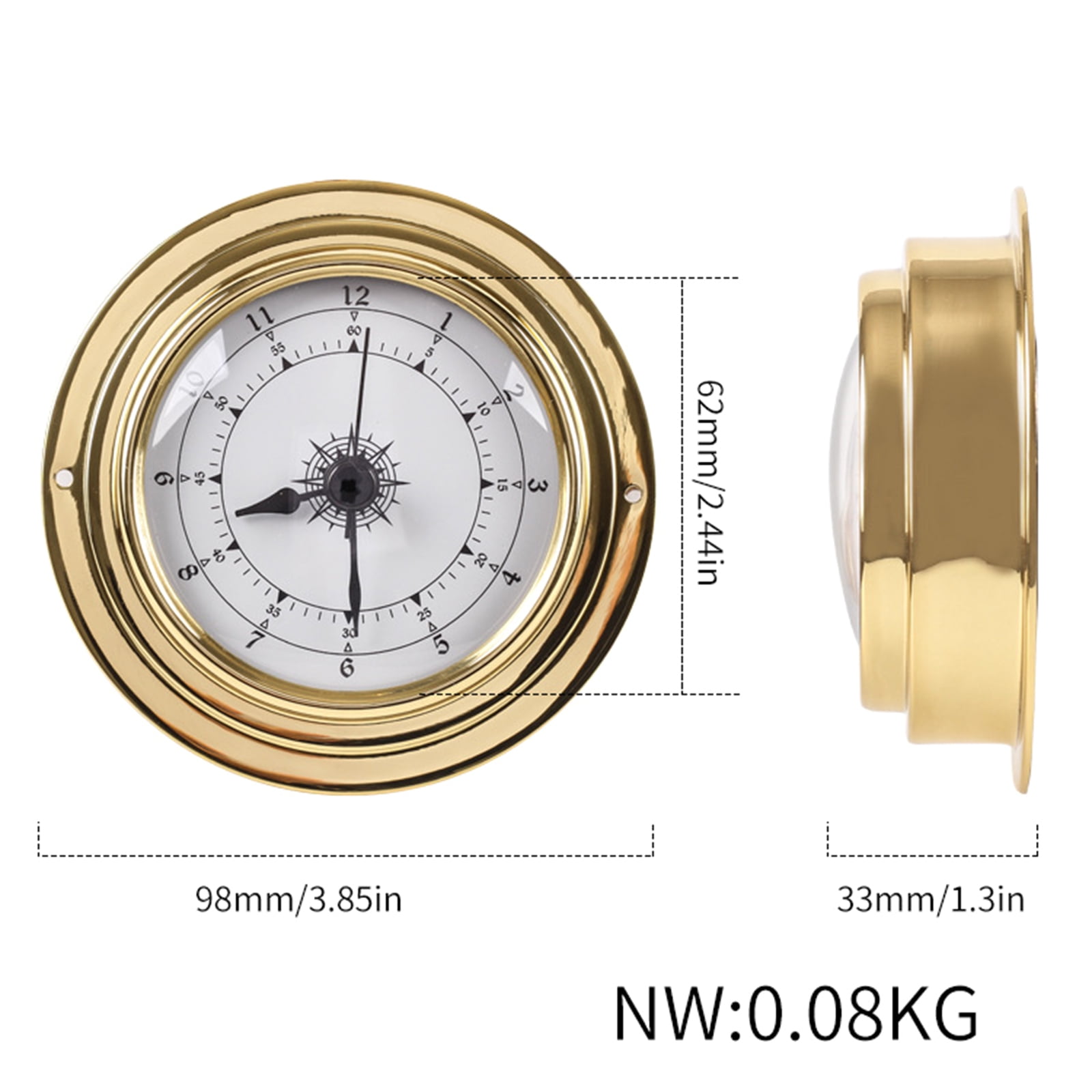 ZPAQI 4pcs/set Thermometer Hygrometer Barometer Watch Clock Copper for Shell Zirconium Marine for Weather Station