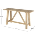 thumbnail image 3 of DecMode 59" x 32" Light Brown Wood Rectangular Console Table with Flared Legs and Crossed Beams, 1-Piece, 3 of 9
