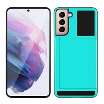 SOATUTO for Samsung S21  Case Galaxy S21 Plus Case Credit Card Holder Shell Wallet Case Slide Cover Dual Layer Hard PC Soft TPU Rubber Cover Phone Case for Samsung Galaxy S21 Plus 5G 6.7" - Blue