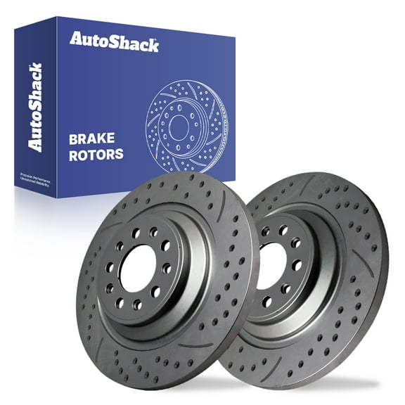 AutoShack Rear Drilled & Slotted Brake Rotors | Replacement For 2014-2023 Jeep Cherokee 2.0L 2.4L 3.2L V6 4WD AWD FWD | Black Coated | 2-PC Set | BlackShield