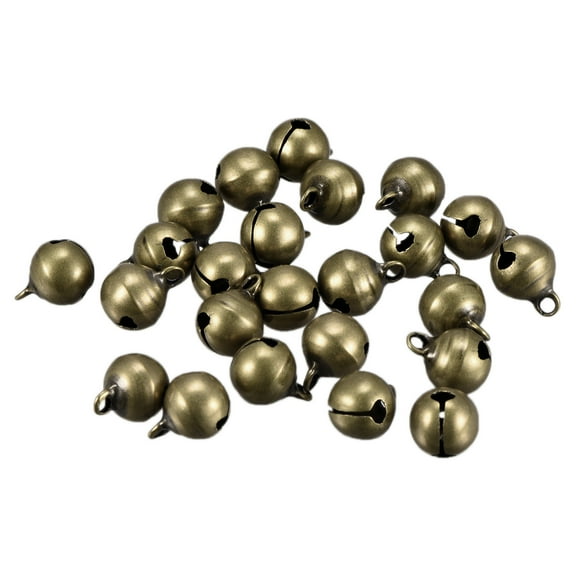 10mm Small Jingle Bells for Craft DIY Christmas Vacuum Plating Bronze Tone 24 Pack