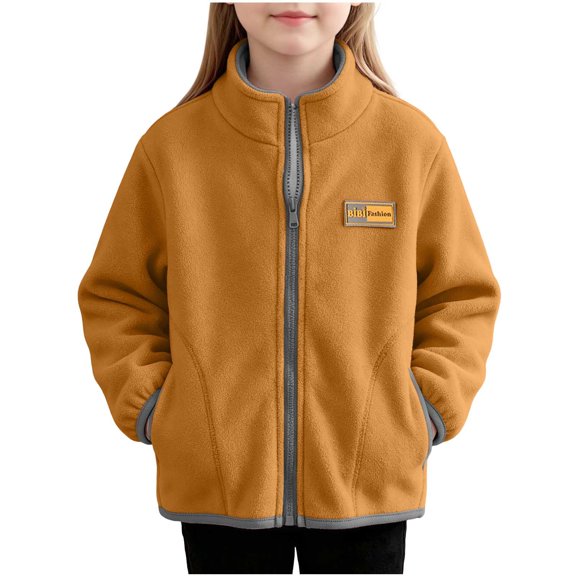 RYRJJ Toddler Kid Girls Boys Fleece Jackets Lightweight Zip Up Sherpa Fall Winter Coats Long Sleeve Stand Collar Jacket