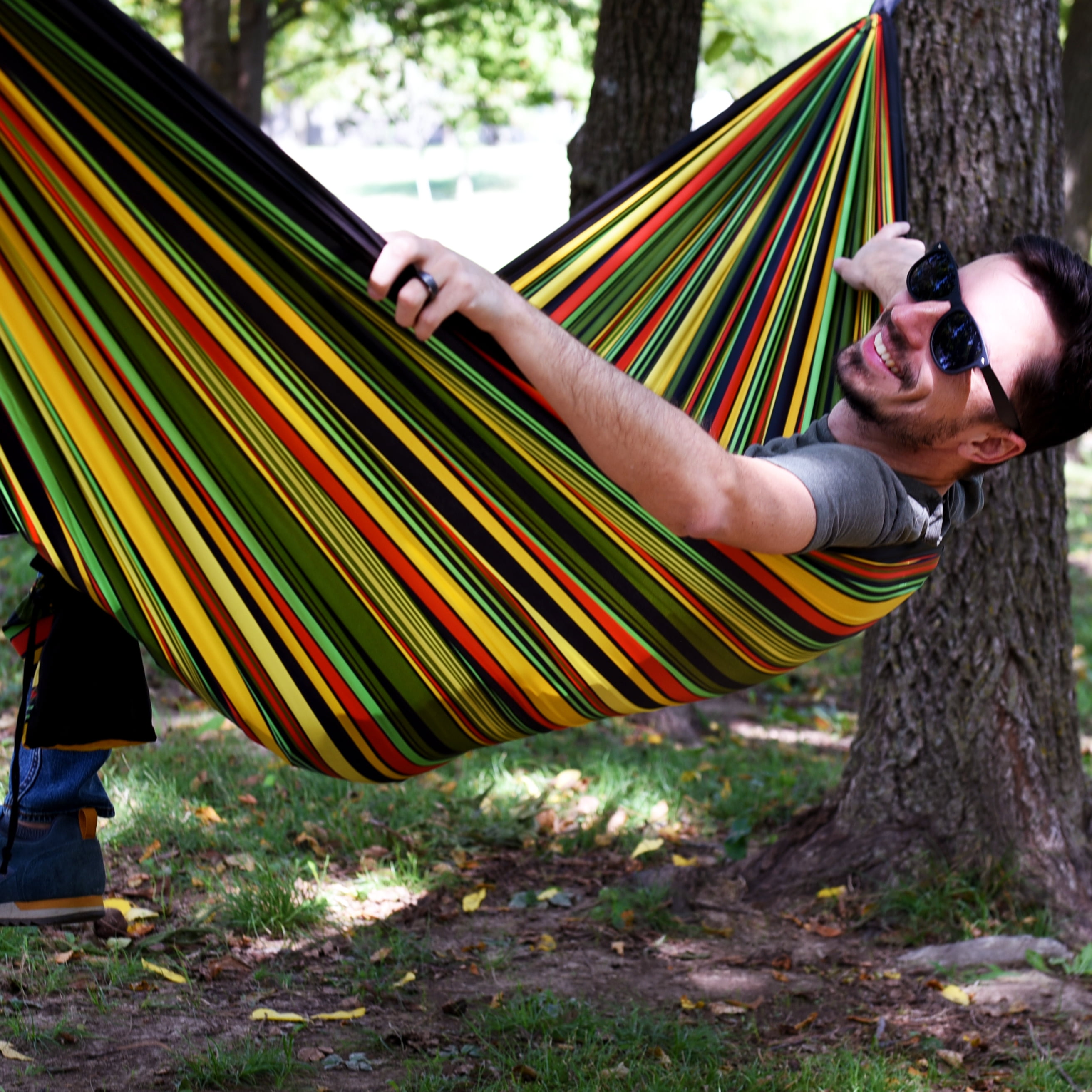 Equip Lightweight Portable Nylon Camping Travel Hammock, 1 Person, Size 116" L x 59" W Black Multi