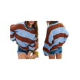 thumbnail image 3 of Suéteres Vintage para Mujer, Cuello Redondo, Larga, Estilo Preppy, de Punto, de Gran Tamaño Color Café S, 3 of 7