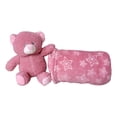 thumbnail image 4 of SONA G DESIGNS Baby Unisex Soft Blanket with French Terry Small Plush Toy Git Set Lion Elephant Bear - Embroidery Available Raspberry Bear Set, 4 of 9
