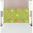 thumbnail image 1 of Dragonfly Headboard, Bluebell Flower Motifs with Peony Funky Fashioned Boho Retro Pattern Print, Upholstered Decorative Metal Bed Headboard with Memory Foam, Twin Size, Green Pink, by Ambesonne, 1 of 4