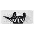 thumbnail image 1 of Rock Music Kitchen Mat, You Rock Words with Devil and Abstract Lines Monochrome Tattoo Pattern, Plush Decorative Kitchen Mat with Non Slip Backing, 47" X 19", Black White, by Ambesonne, 1 of 1