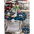 thumbnail image 4 of Outdoor Tablecloth with Umbrella Hole and Zipper, Sports Theme Round Table Cloth 60 Inch Waterproof Tablecloth, Cartoon Soccer Baseball Basketball Star Blue Picnic Table Cover for Patio Camping, 4 of 7