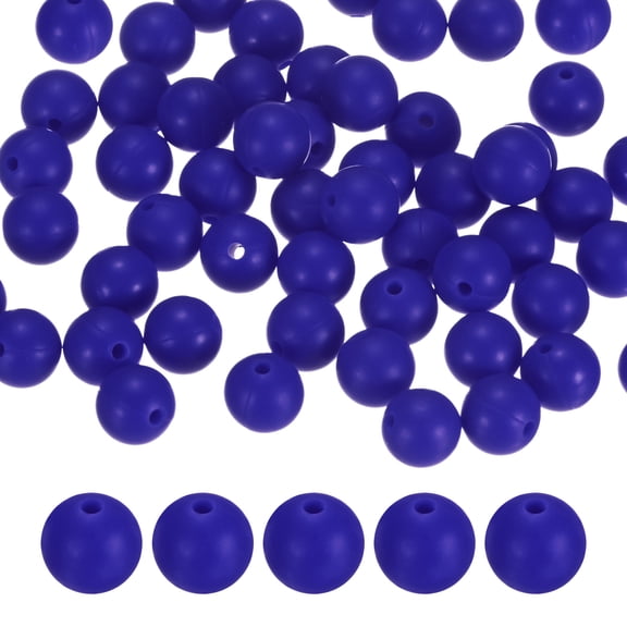 50-Pack Silicone Beads 9mm Navy Blue Round Loose Rubber Beads for DIY Crafts/Bracelet/Necklace