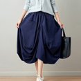 thumbnail image 6 of Tfken Summer Skirts For Women Elastic Waist Solid Color Long Skirts Trendy Daily Wear Female Leisure Clothes Blue, 6 of 9