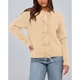 thumbnail image 4 of BTFBM Bow Cropped Cardigan Sweaters for Women Fall Winter Open Front Sweater Long Sleeve Button Fashion Spring Clothes, 4 of 10