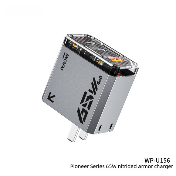 Cargador plegable súper rápido mecánico transparente de nitruro de galio 2C1A de 65 W WP-U156