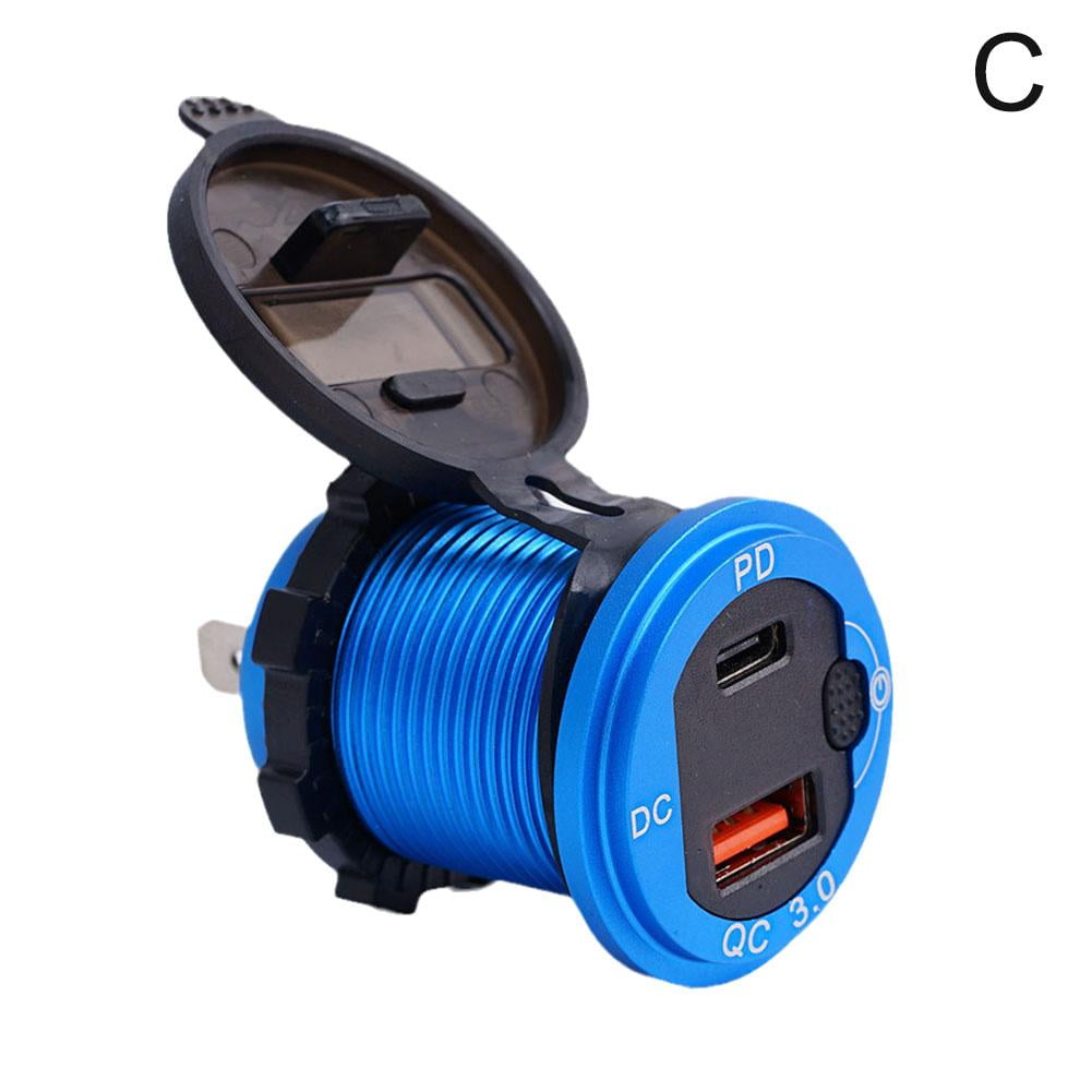 12V/24V PD+QC3.0 Dual USB Port Boat Car RV Fast Charger Socket Power Outlet I9P3