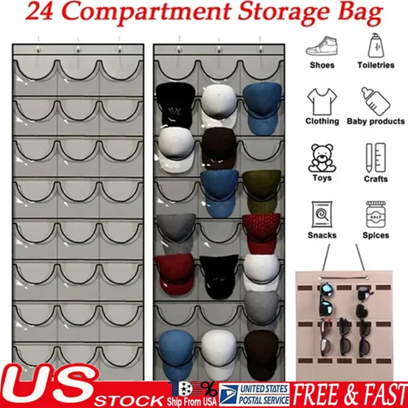 Hat Rack Organizer Baseball Holder 24 Deep Storage Pockets Door Wall Caps Stand
