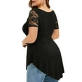 thumbnail image 4 of Enwejyy Women's Patchwork Lace Short Sleeve Asymmetrical Plus Size T-Shirt Blouse Tops, 4 of 4