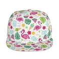 thumbnail image 2 of Daiia Cute Flamingo print Flat Bill Hats Flat Brim Trucker Cap Baseball Cap Adjustable Classic Low Profile Hat Unconstructed Plain Cap, 2 of 9