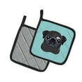 thumbnail image 2 of Carolines Treasures BB1201PTHD Checkerboard Blue Black Pug Pair of Pot Holders , 7.5HX7.5W, multicolor, 2 of 3
