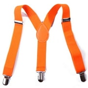 Orange Kids Boys Solid Color Adjustable Elastic Y Back Clip Suspenders