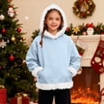 thumbnail image 2 of Wsyxszg Fleece Hoodies for Girls Cute Solid Hooded Long Sleeve Pullover Kids Cozy Relaxed Fit School Sweatshirts 5-15T, 2 of 7