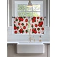 thumbnail image 3 of Sheer Curtains 45 Inch Length 2 Panels Set for Kitchen, Pink Strawberry Semi Sheer Curtains for Windows, Spring Floral Watercolor Summer Botanical Voile Window Treatments Rod Pocket Curtain, 3 of 7