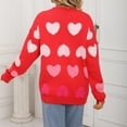 thumbnail image 4 of XPMWRP Women's Cute Heart Winter Warm Sweater Knitted Top Casual Crewneck Long Sleeve Blouses Fashionable Sweaters Pullover Red XL, 4 of 9