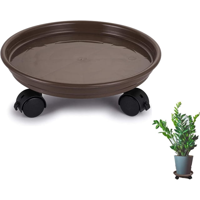 11.81 Pouces Support de Plante avec Roues Capacité de Charge 100 Lbs Support de Pot de Fleurs Rond Soucoupe Plateau Roulant sous-Verre Caddies
