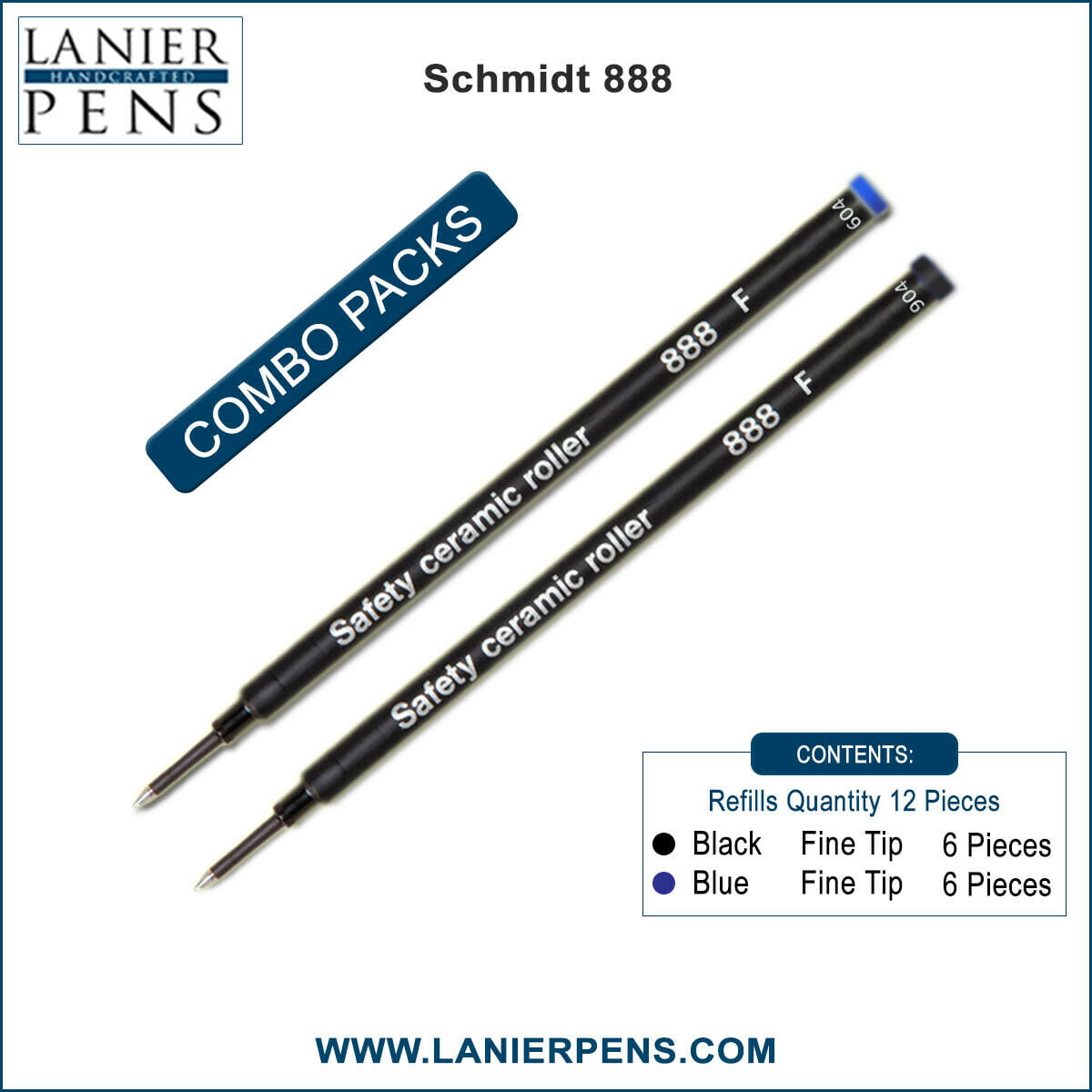 FREE PEN 10 Schmidt 888 Rollerball FINE BLACK Refills Fit most Rollerball Pens 
