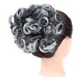 thumbnail image 4 of Peignes Chignons Pièce de Cheveux Plat Bouclé Chouchous Synthétiques Extensions de Cheveux Pince en Queue de Cheval Postiches pour Femmes (Noir Pointe Gris -#115), 4 of 6