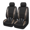 thumbnail image 2 of Auto Drive Leopard Leatherette & Black Waffle Fabric Front Car Seat Cover, Universal Fit for Cars Trucks and Suvs,2 pack, 2 of 7