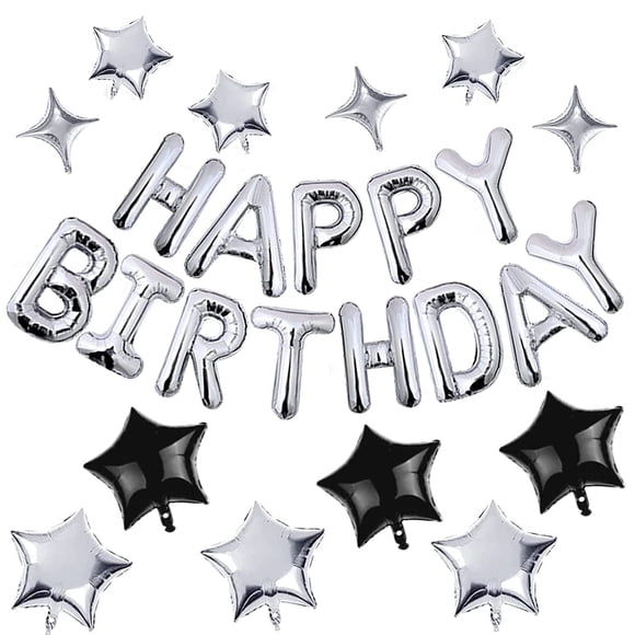 Banderín de cumpleaños CANREVEL Happy, 16 pulgadas, letras de lámina de mylar plateadas