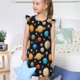 thumbnail image 4 of Fotbe Planets In Deep Space Vestido de Dormir para Niñas de 3 a 10 Años, Mangas Cortas, Estilo Princesa, Pijama Camisón con Mangas Voladas-XX-Large, 4 of 6