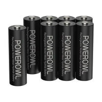 POWEROWL (8 Pack) Rechargeable AA Batteries; 2800 mAh NiMH; Double a Batteries
