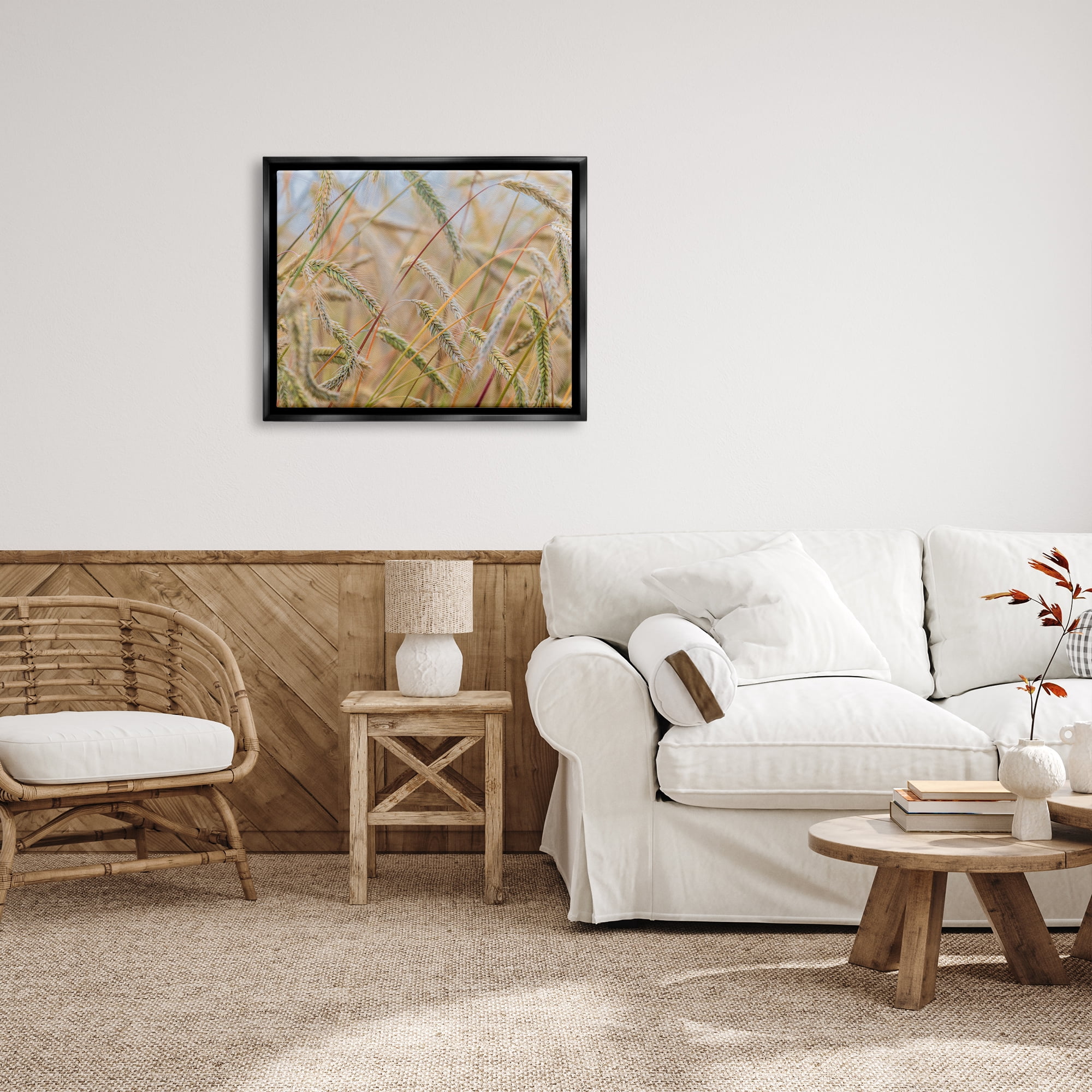 Stupell Industries Country Wheat Photography Nature Photography Black Floater Framed Art Print Wall Art, 31 x 25