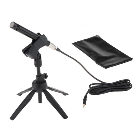 Rushawy Interview 3.5mm Audio Cable Small Mic for Desktop Computer Gaming Black