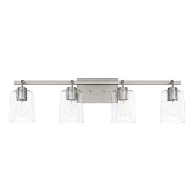 Capital Lighting Greyson 4-Light Vanity in Brushed Nickel with Seeded Glass