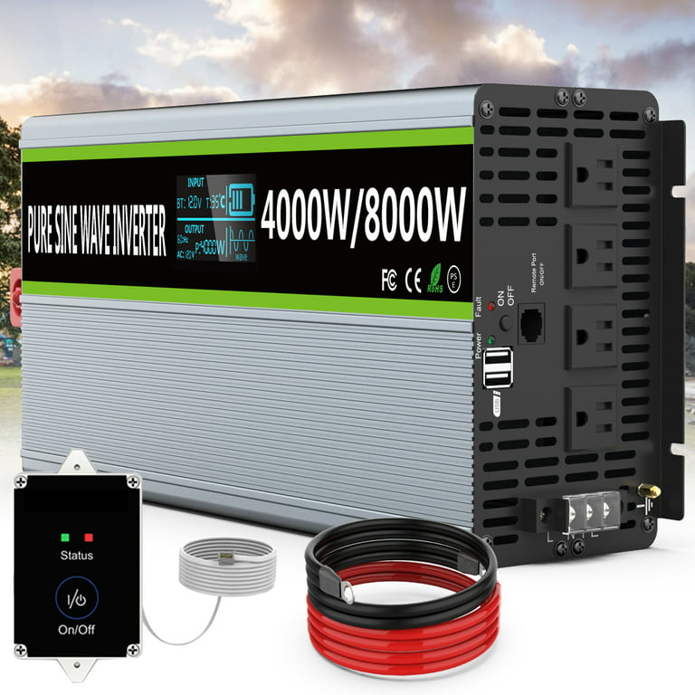4000W/8000W Pure Sine Wave Power Inverter DC 12V to AC 110V 120V Car  Converter