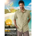 thumbnail image 4 of POENTAB Short Sleeve Shirts for Men Casual Button Down Shirt Quick Dry Cooling UV UPF 50+ Outdoor Hiking Beach Hawaiian Blouse Tops Khaki, 4 of 7