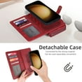 thumbnail image 6 of SaniMore Case for Samsung Galaxy S24 Plus Magnetic Detachable Wallet, RFID Blocking PU Leather Cover Support Kickstand & Card Slot Built-in Crossbody Strap Shockproof Protection Shell, Red, 6 of 10