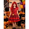thumbnail image 2 of Hulaha Girls Red Punk Dress Kids Party Dress Costume with Wig, 2 of 5