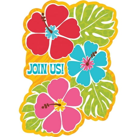 Bright Hibiscus Value Invitation Pack (20 Count) - Party Supplies