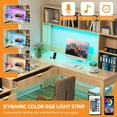 thumbnail image 6 of Craftian L Shape Desk with LED Light & Hutch,  Home Office Computer  Desk Executive Desk with Drawers, 6 of 10