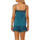thumbnail image 3 of Conjuntos de pijama de satén para mujer INSPIRE CHIC con tirantes de encaje y pantalones cortos, 2 piezas, conjuntos de lounge de seda, XL azul pavo real, 3 of 6