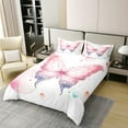 thumbnail image 2 of Erosebridal 100% Cotton Butterfly Comforter Cover Twin Pink Grey Butterfly Bedding Set Women Girly Colorful Bubbles Bed Set Bedroom Decor Romantic Art Quilt Cover,1 Pillowcase, 2 of 6