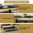 thumbnail image 5 of 47" Modern Glass Coffee Table, Rectangle 2-Tier Center Table with Stainless Steel Frame & 8mm Black Tempered Glass for Living Room, Office, 5 of 6