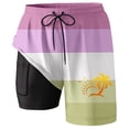 thumbnail image 2 of ibiyuan Mens Swim Trunks with Mesh Lining Quick Dry Mens Bathing Suits 2 In 1 Beach Shorts with Pockets Lightweight Hawaiian Print Swimwear for Men,Light Purple-2, 2 of 4
