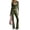 Army Green, variant on Women's 2 Piece Sets Long Sleeve V Neck Crop Tops and Elastic High Waist Wide Leg Pants Causal Athletic Outfits, M
