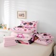 thumbnail image 6 of Erosebridal Cartoon Cute Girls 7-Piece Bedding Comforter Set,Pink Butterflies Stars Loves Pattern King Bedding Sets For Kids,Reversible Pink, 6 of 7