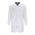thumbnail image 4 of Samickarr Summer Cotton Linen Two Piece Sets for Men Long Sleeve Chemise Shirts and Shorts Set Button Stand Collar Soft Breathable Blouse T-Shirts Beach Vacation Outfits, 4 of 5