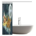 thumbnail image 2 of MYPOP Christmas Decor Shower Curtain, Santa with Reindeer in Sledge Flying Dark Magical Starry Night with Full Moon Fantasy Fabric Bathroom Shower Curtain with Hooks, 60 X 72 Inches, 2 of 2