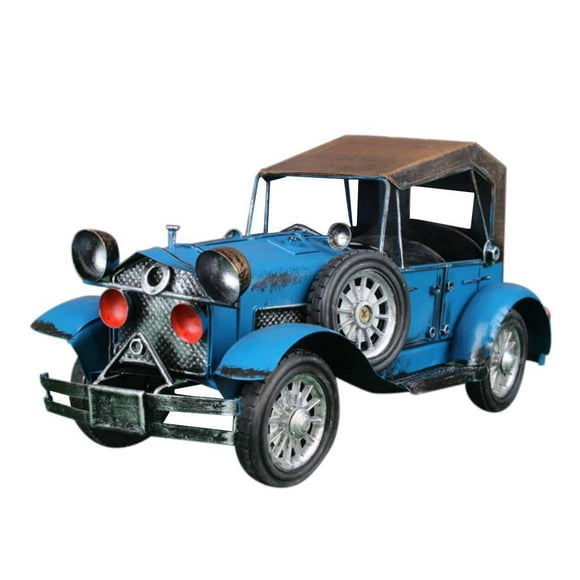 Modern Tin Classic Car Model Miniature Toy Collectible Home Office Decor Blue